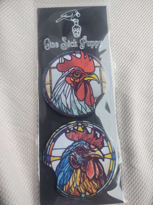 Rooster Car Coaster Set