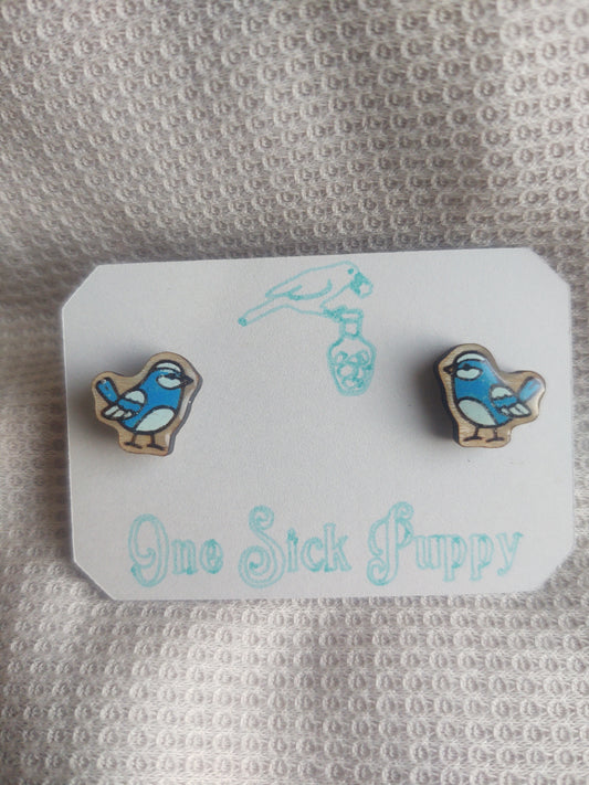 Blue Bird Stud Earrings