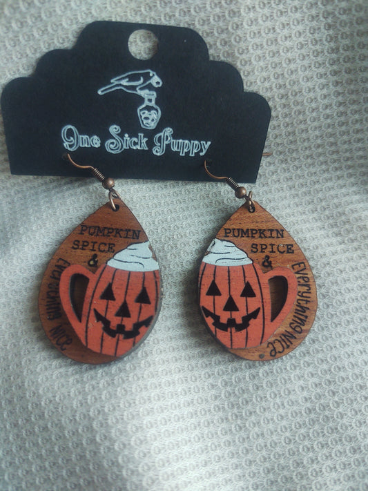 Pumpkin Spice Wooden 3D dangles