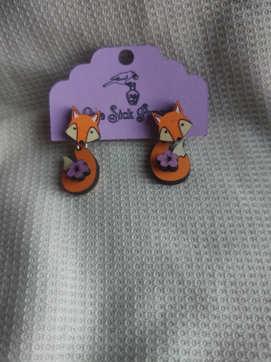 2 in 1 Fox Dangle Studs