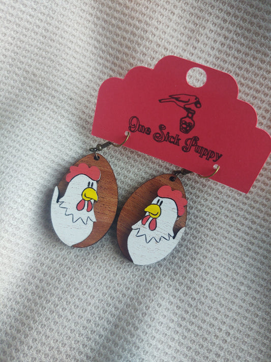 Happy Chicken Wooden Dangles