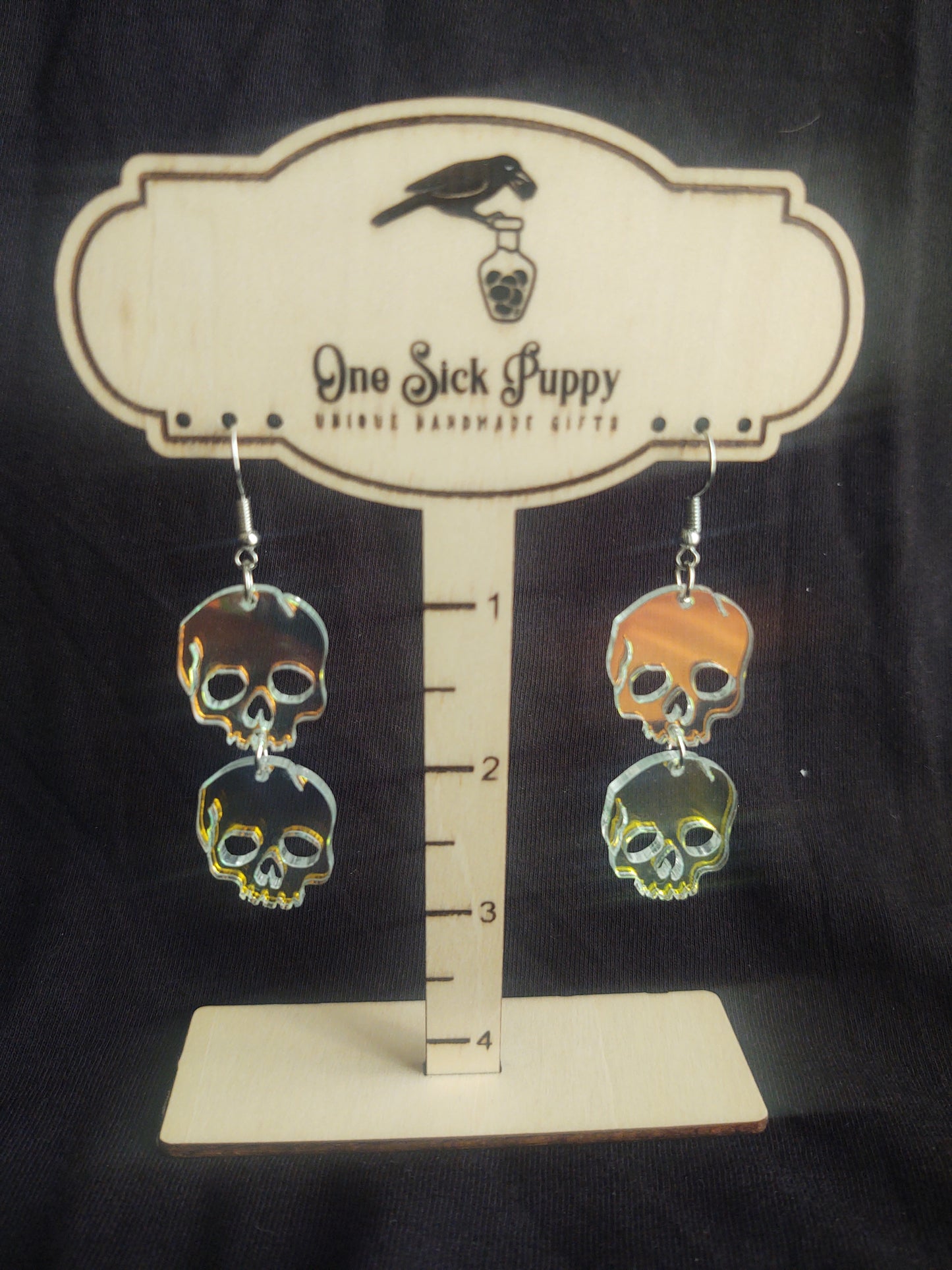 Crystal Skull Iridescent Dangles