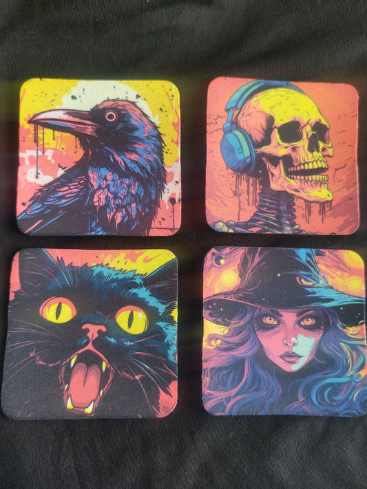 Halloween Grunge Coaster Set
