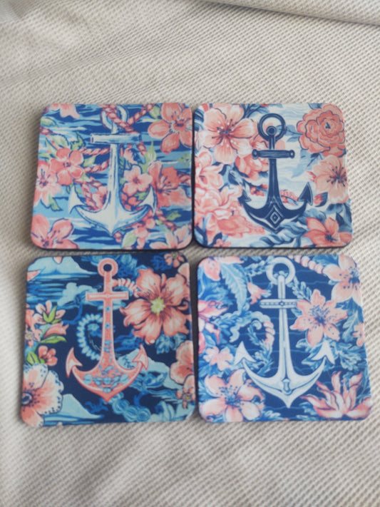 Tropical Anchor Coaster Set