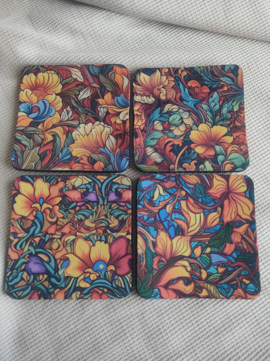 Art Deco Floral Coaster Set