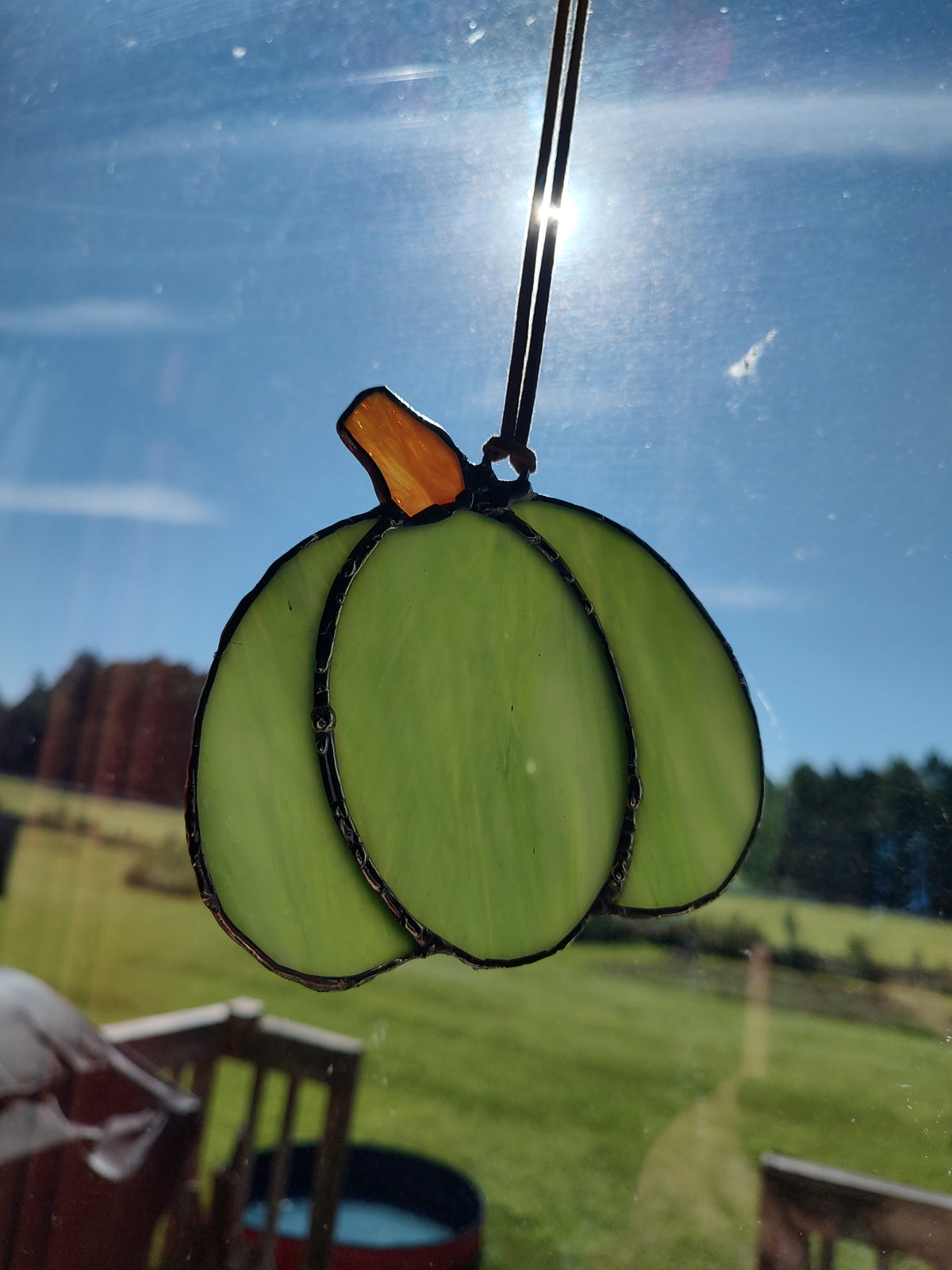 Stained Glass Green Pumpkin