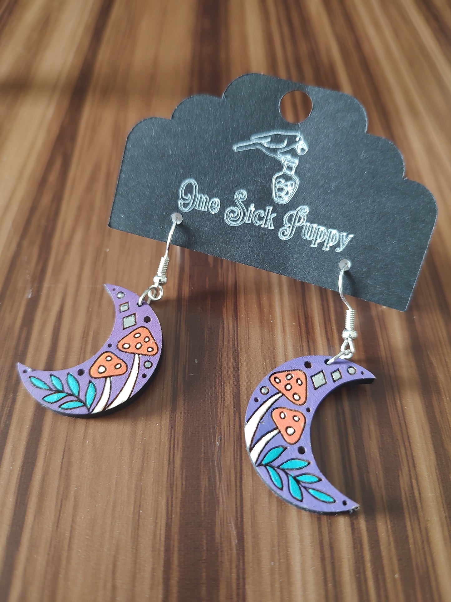 Moon Mushrooms Dangle Earrings