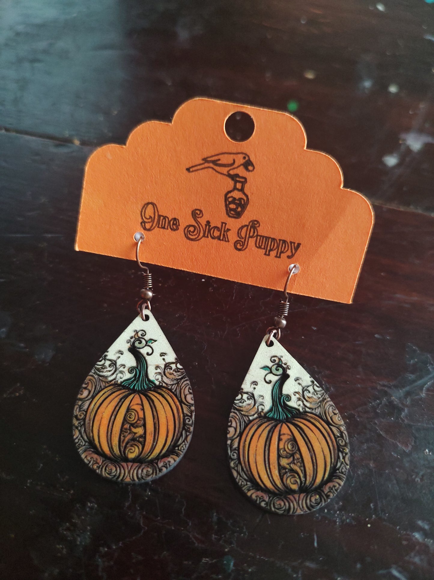 Paisley Pumpkin Dangle Earrings
