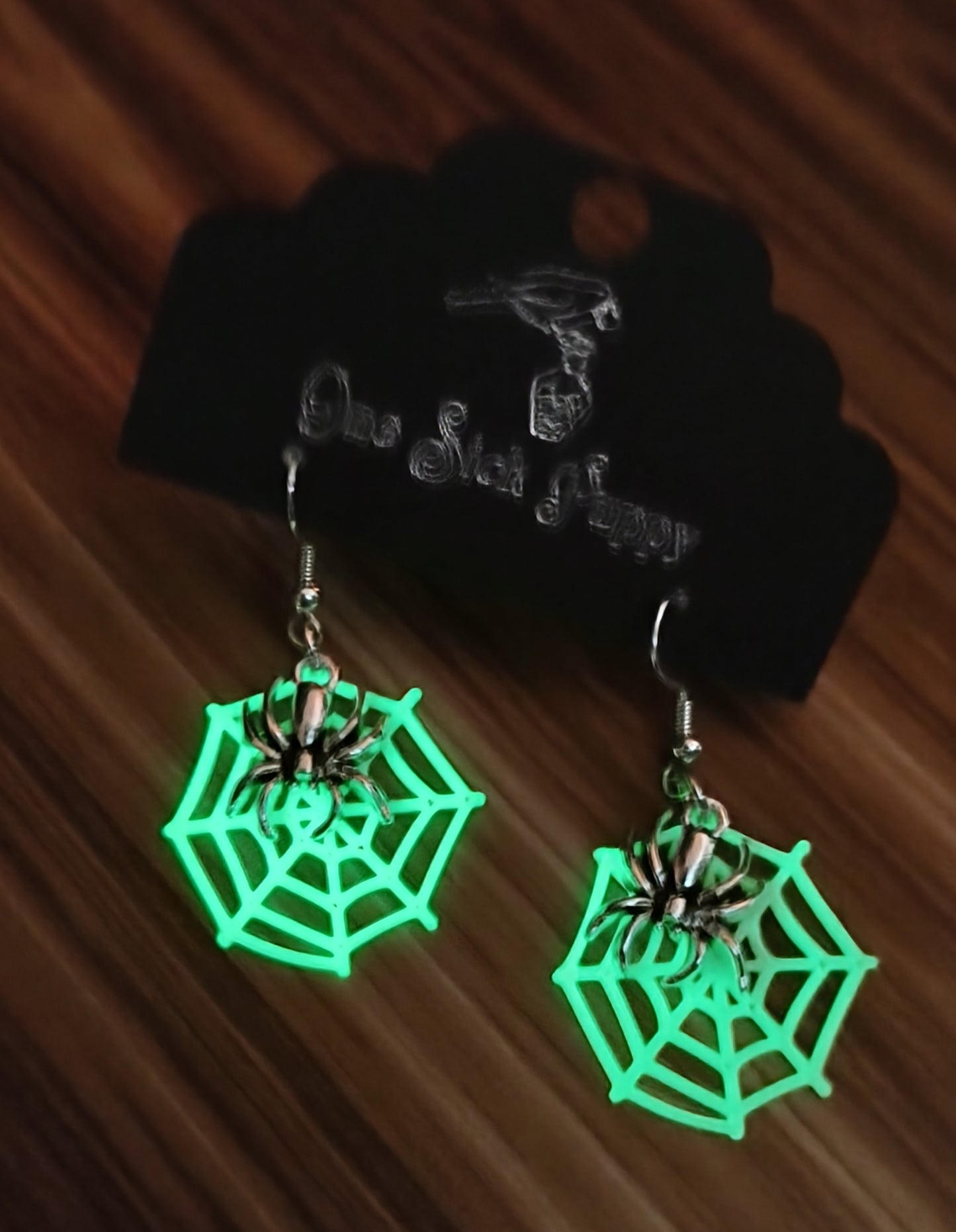 Spider Glow Dangle Earrings
