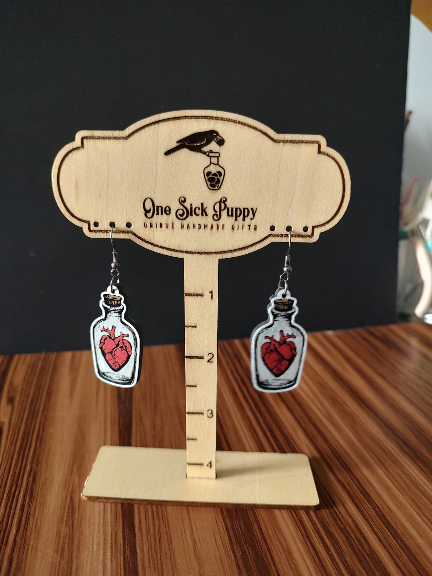 Heart in Glass Dangles