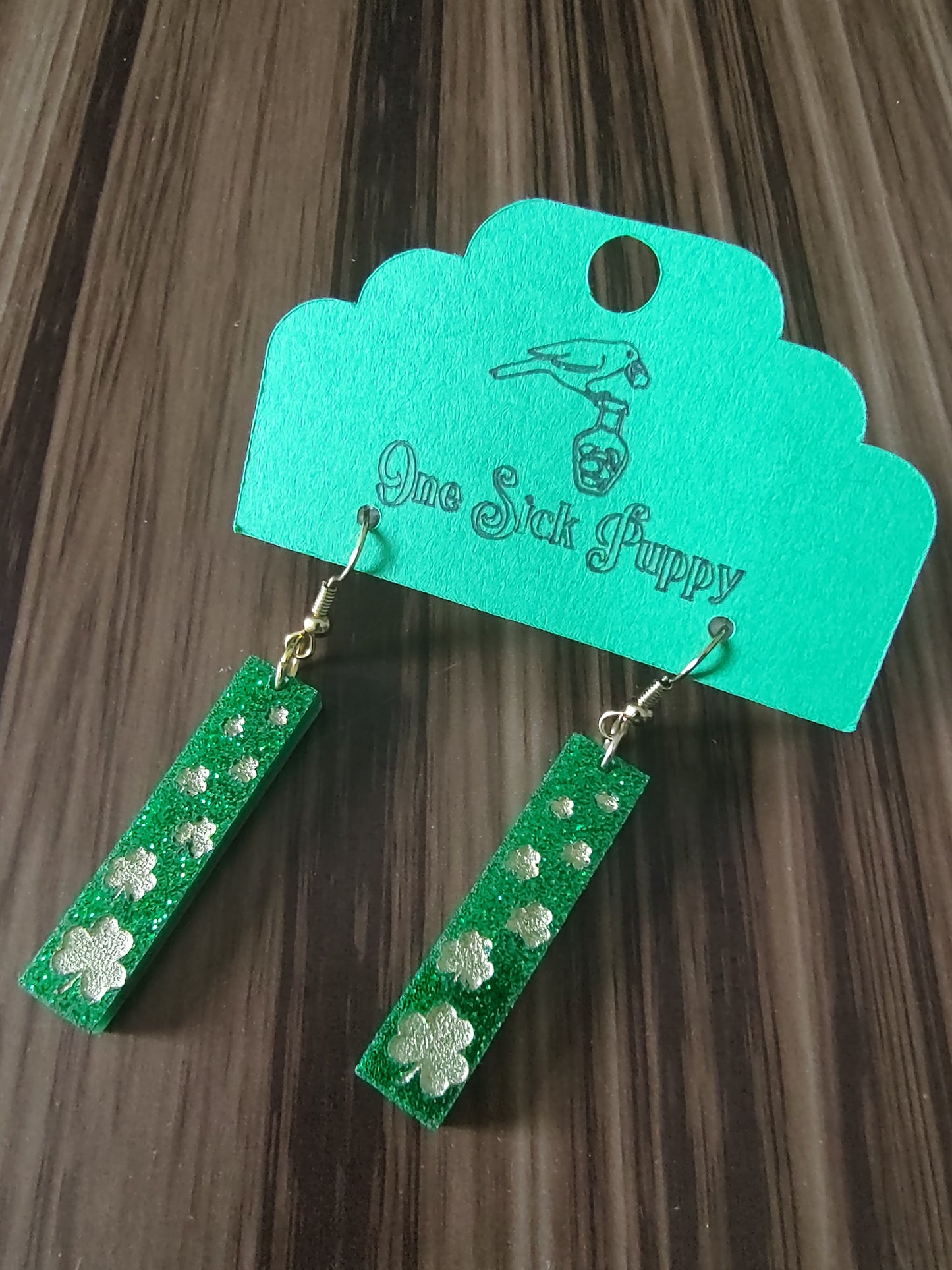 Glitter Acrylic Shamrock Earrings