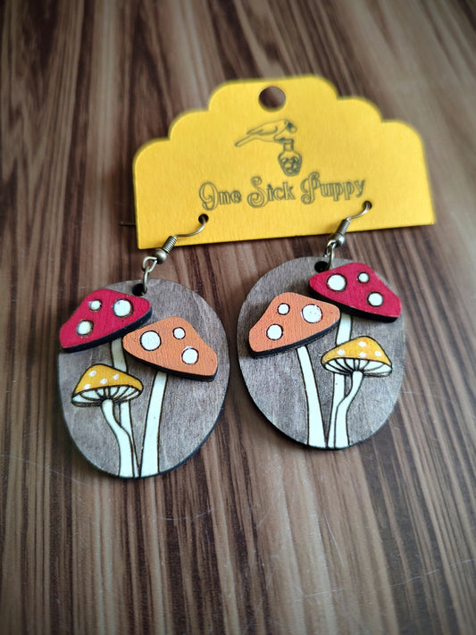 Mushroom Trio Dangle Earrings