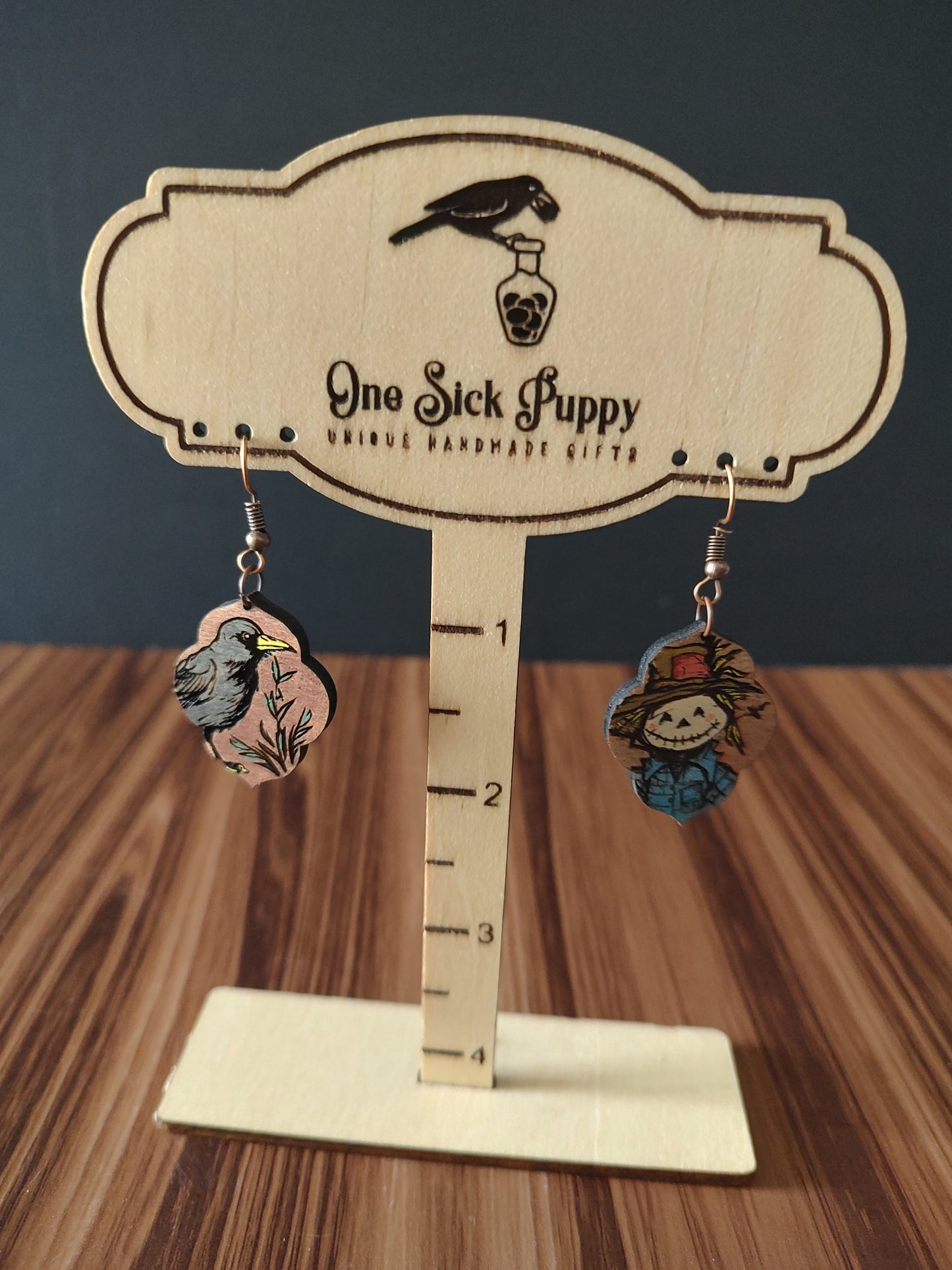 Rustic Crow and Scarecrow Dangle Earrings