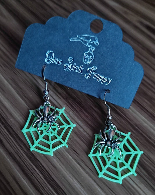 Spider Glow Dangle Earrings