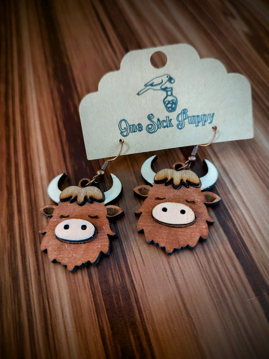 Highland Cow Dangle Earrings