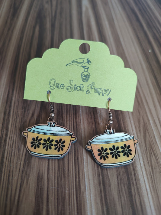 Vintage Dish Dangle Earrings