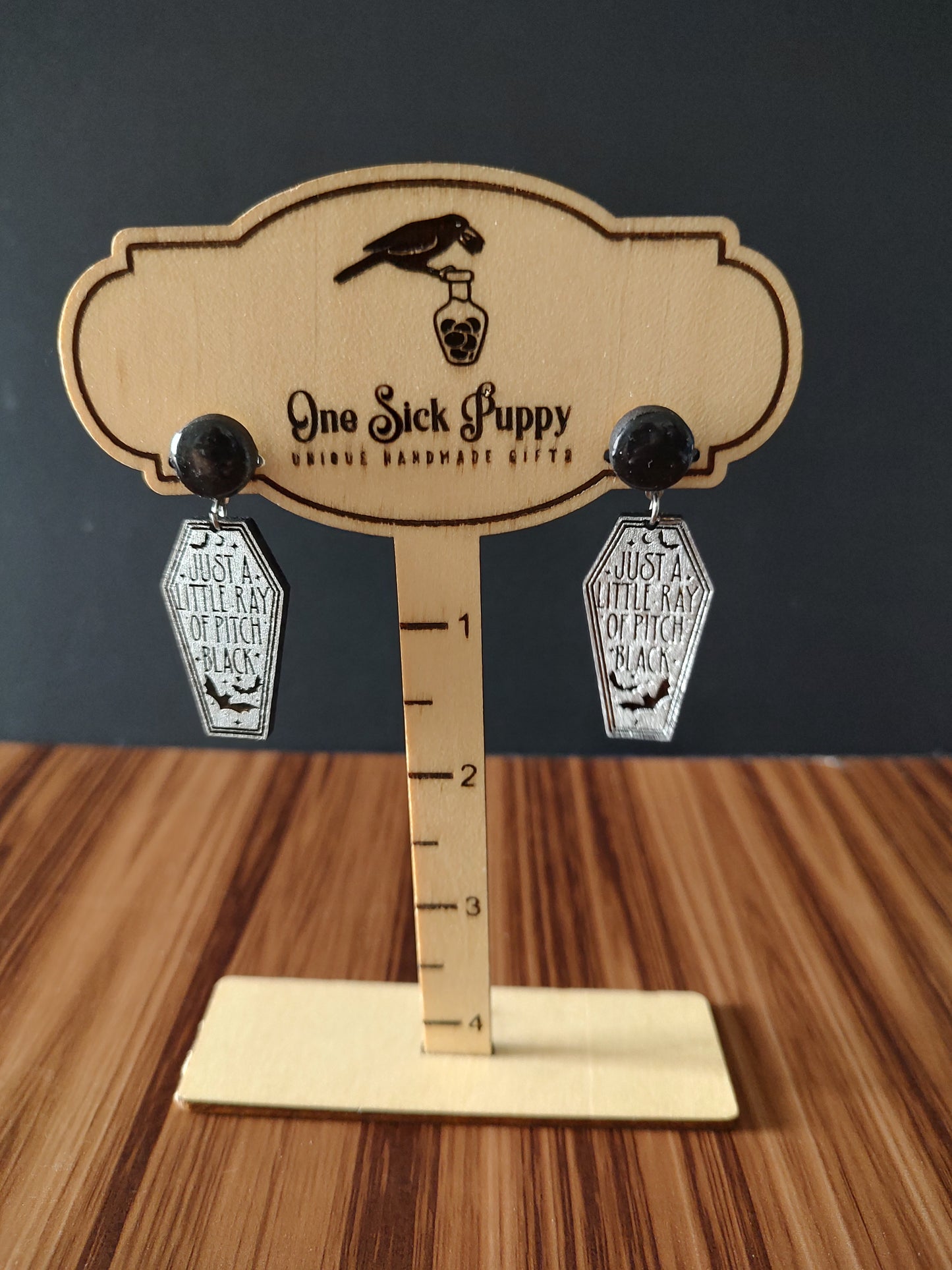 Ray Of Pitch Black Dangle Earrings