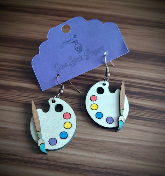 Paint Pallet Dangle Earrings