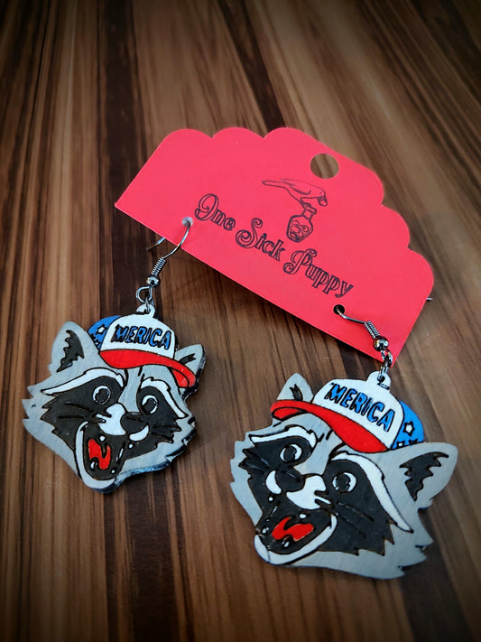 'Merica Racoon Dangle Earrings