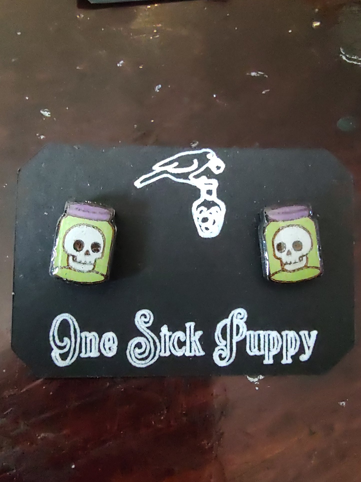 Apothecary Skull Stud Earrings