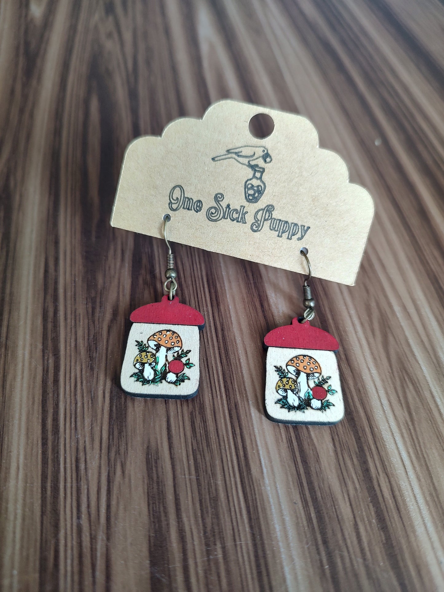 Vintage Mushroom Canister Dangle Earrings