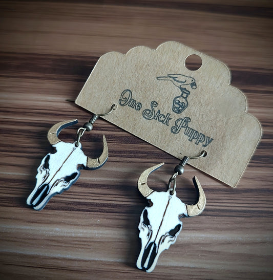 Bull Skull Dangle Earrings