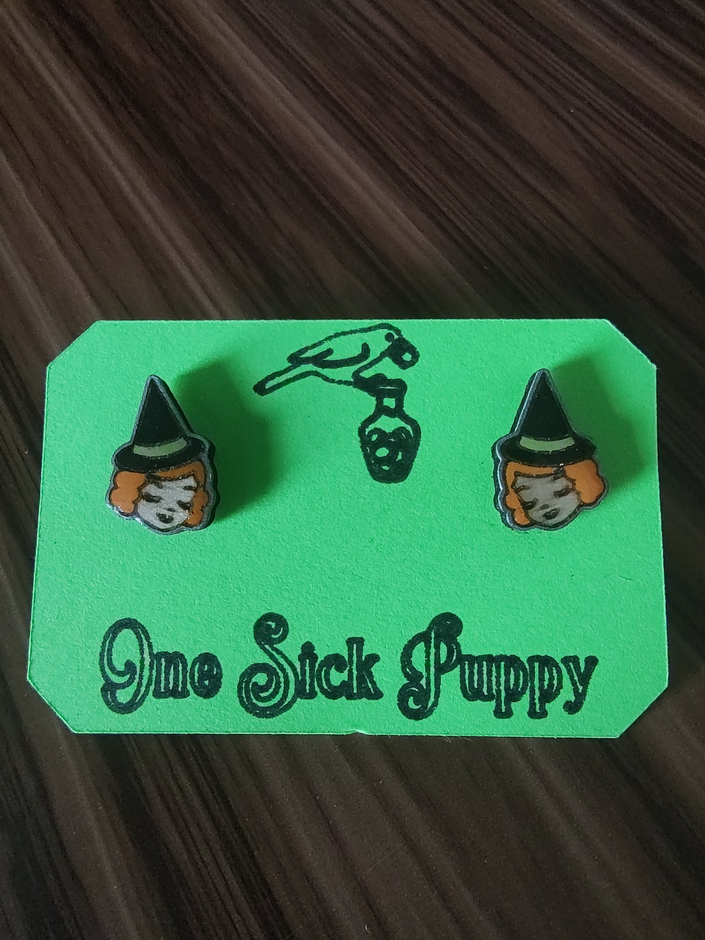 Vintage Halloween Witch Studs