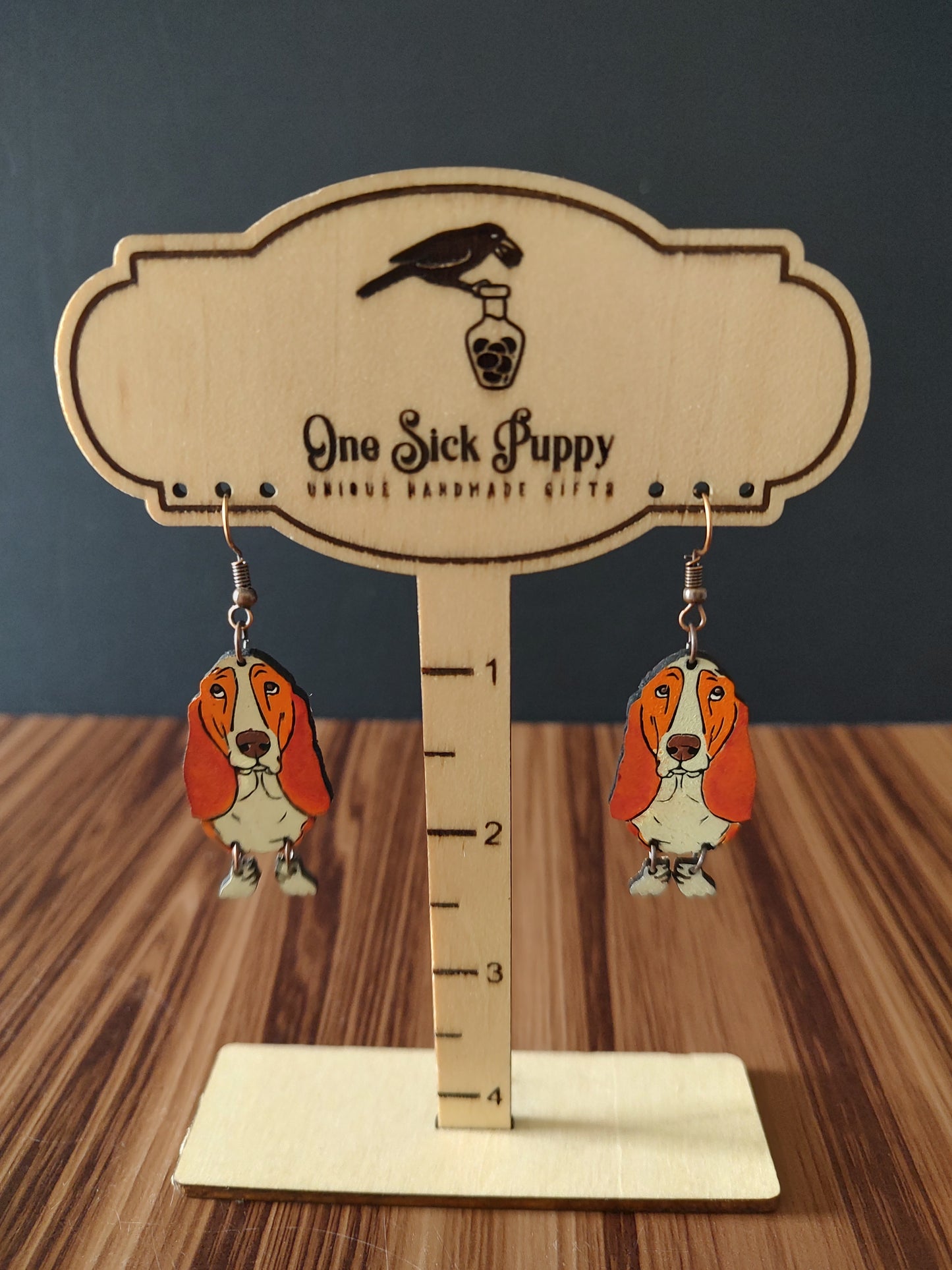 Wooden Basset Hound Dangles