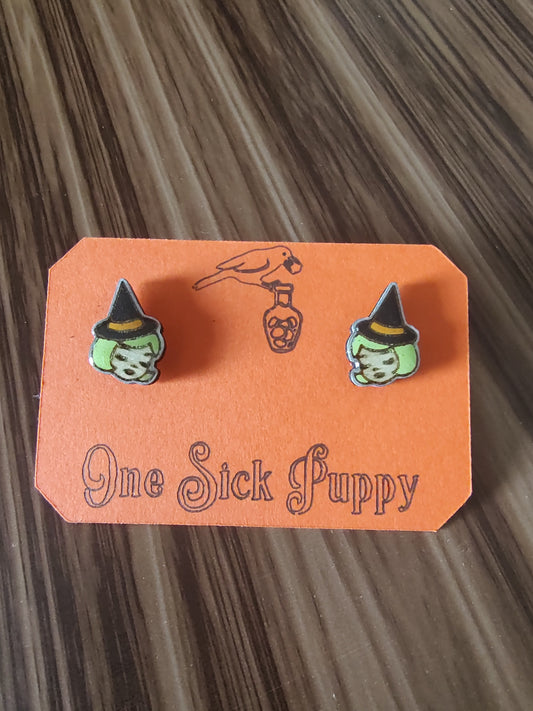 Vintage Halloween Witch Studs