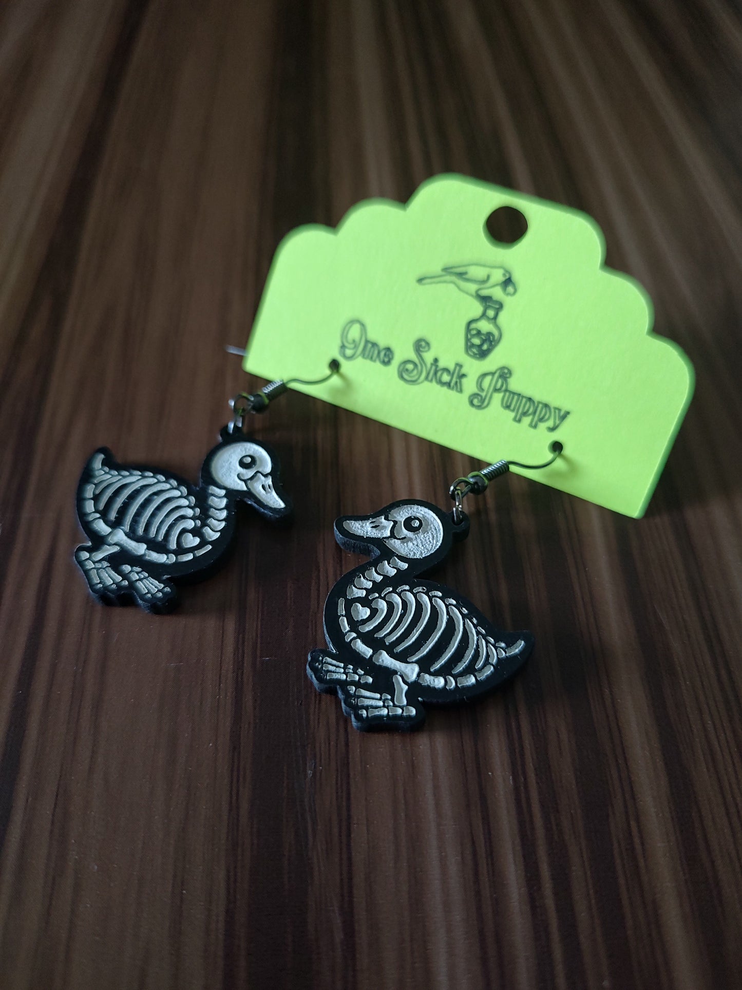 Skelly Duck Dangle Earrings