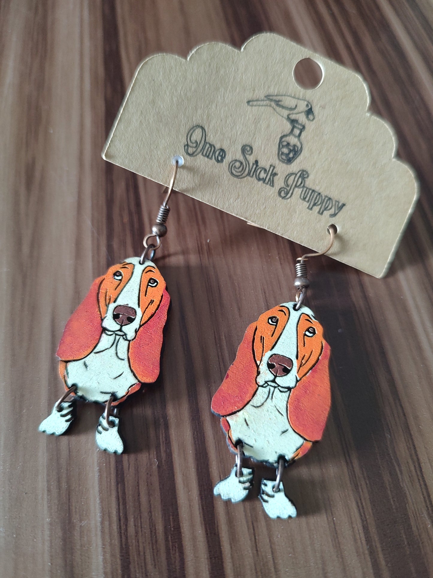 Wooden Basset Hound Dangles