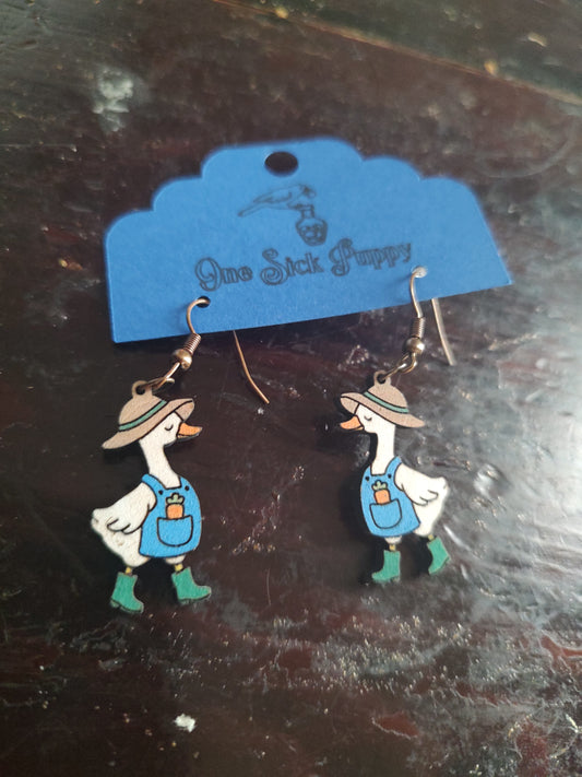 Garden Goose Dangle Earrings