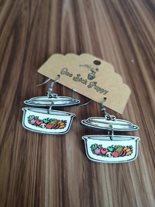 Vintage Corningware Dangle Earrings