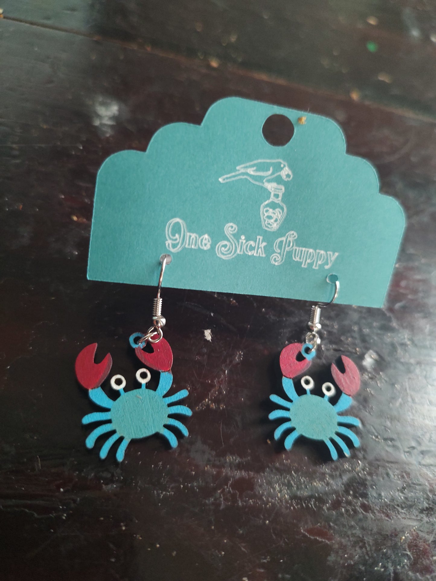Blue Crab Dangle Earrings