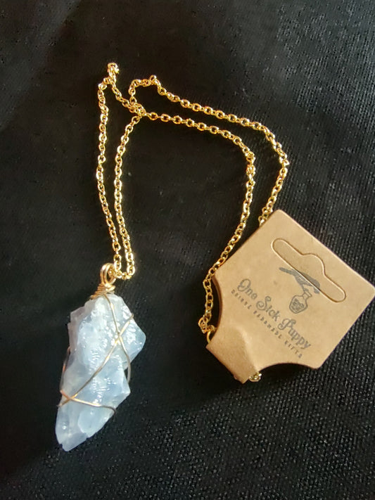 Raw Blue Calate Quartz Necklace