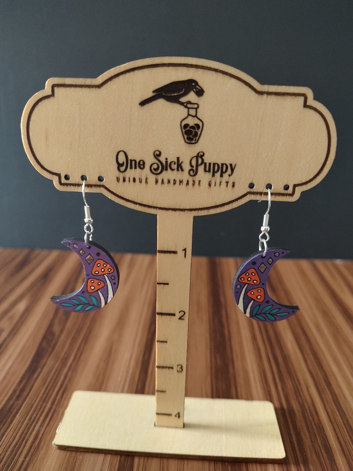 Moon Mushrooms Dangle Earrings