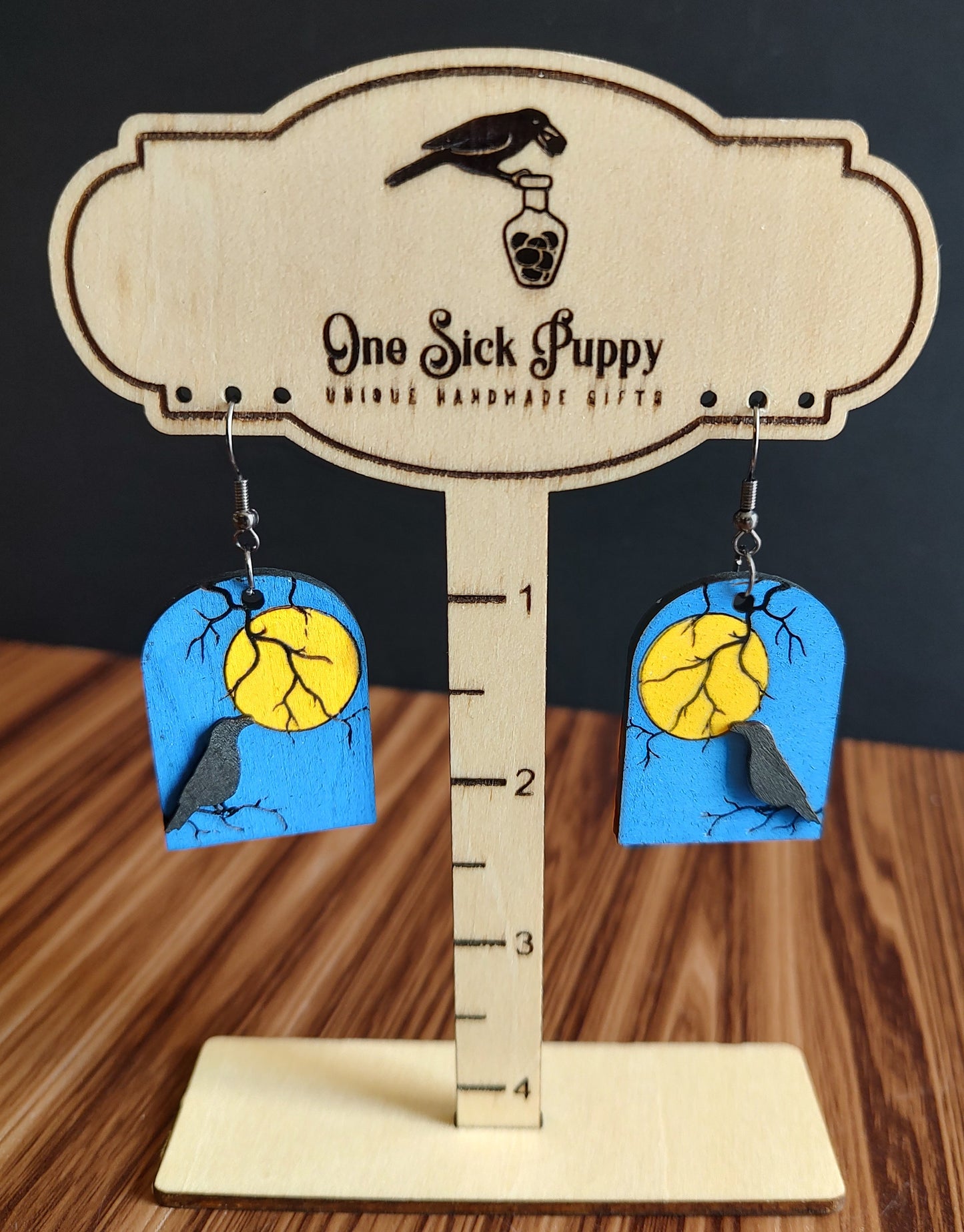 Moon Raven Dangle Earrings