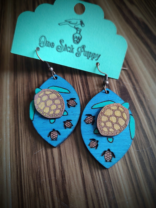 Sea Turtle Wooden Dangles